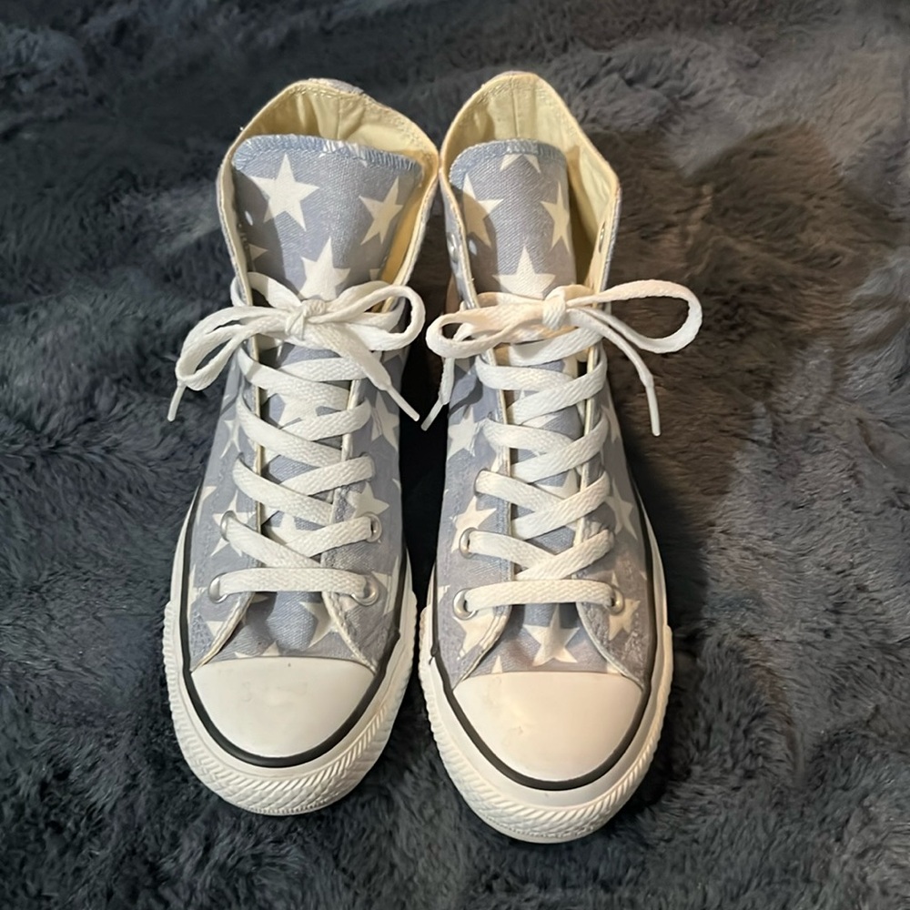 Converse All Star 5 7 Light Blue Chambray with Stars